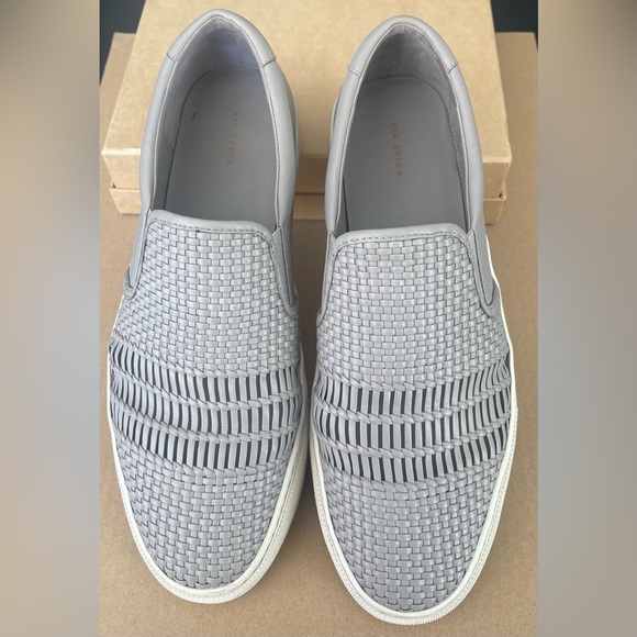 Via Spiga Shoes - Via Spiga Light Gray Woven Women’s Loafers